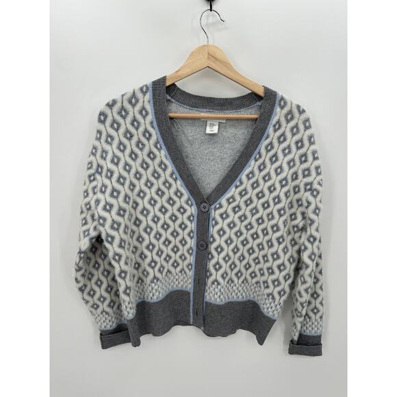 cupcakes & cashmere Sweaters - Cupcakes and cashmere Women Grey White Button Front Cardigan Sweater Size XS